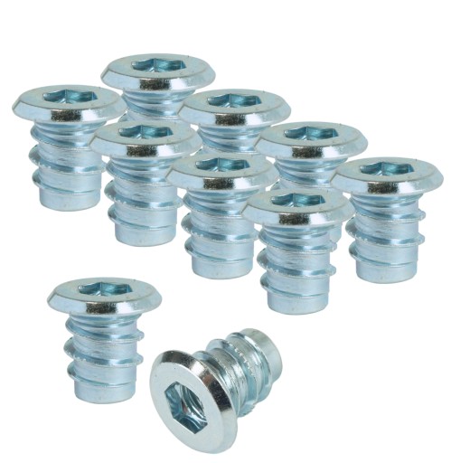 10x nátrubok na skrutkovanie M6 x 12 mm s nákružkom na drevo, ľavý závit