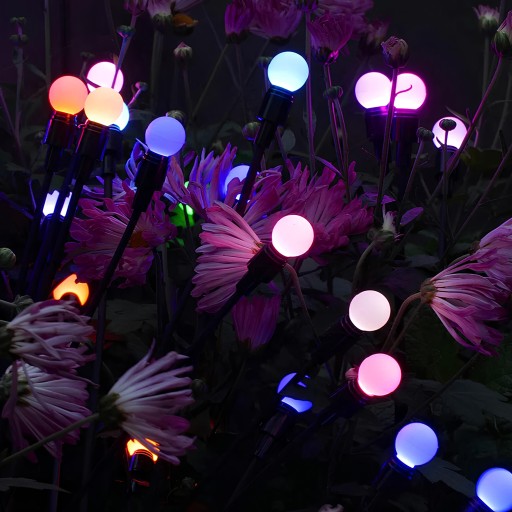 Solárna lampa, čierna, 6xLED, RGB gule, 70cm
