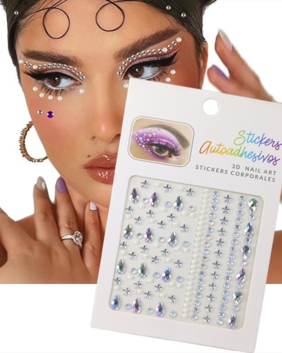 KRYŠTÁLY NÁLEPKY NA TVÁR kryštály DIAMANTY 3D MAKEUP OČI vlasy