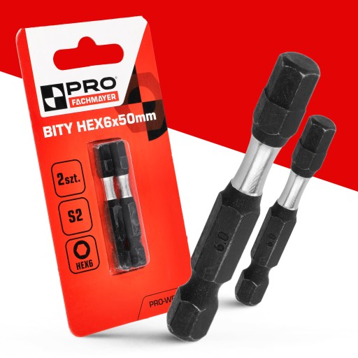 Nárazový bit HEX6 Nárazové bity 50mm | Nárazový bit pre skrutkovač 2 ks.