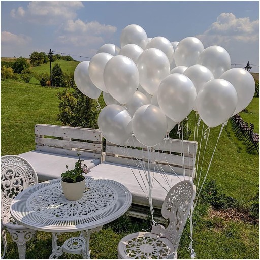 50ks Veľké metalické PEARL WHITE latexové balóny Party, Birthday
