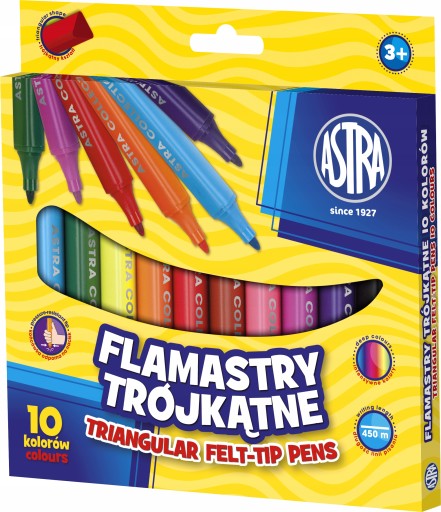 Trojuholníkové značkovače Astra 10 Color Jumbo