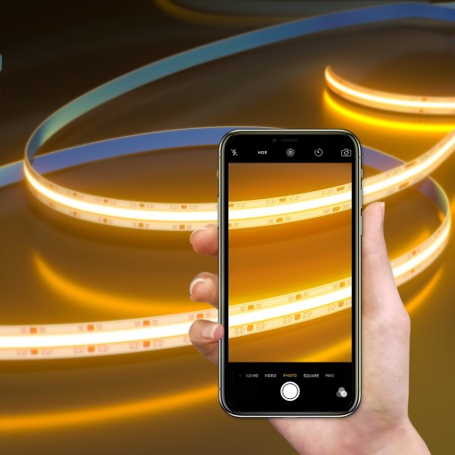 Neónový COB LED pás 24V 1m 320 diód 3000K TEPLÝ BIELY HOMOGÉN 8MM