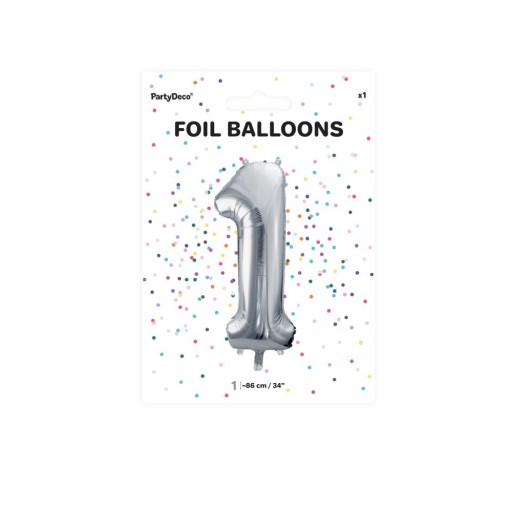 Fóliový balónik CYFRA 1 SILVER veľký 86 cm pre HEL k narodeninám