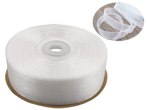 Šifónová stuha 25 mm BIELE organzové svadobné hostie