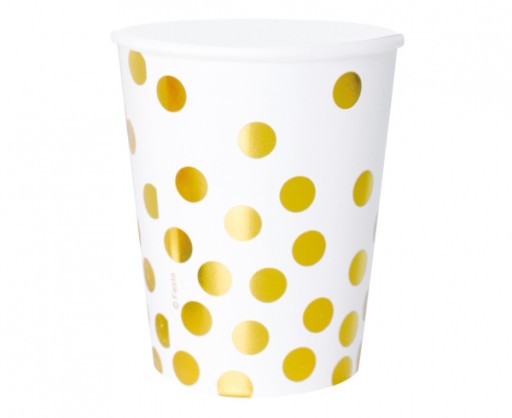 PÁRTY Papierové poháre GOLDEN DOTS 6ks 2339