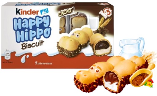 Kinder Happy Hippo Cacao tyčinky 5 x 20,7 g z Nemecka hrošia oblátková tyčinka