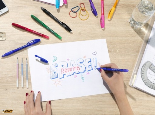 Stierateľné gélové pero s gumou Gel-ocity blue BIC