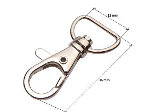 Karabinka z rybej kože 12 mm strieborná 10 ks