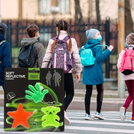 Prívesok na kľúče figúrka Reflexný detský batoh Teddy Bear Star Viditeľný