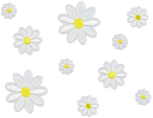 NAŽEHLOVAČKY Nášivky na oblečenie DAISIES Jarné kvety Narodeniny 10 ks.