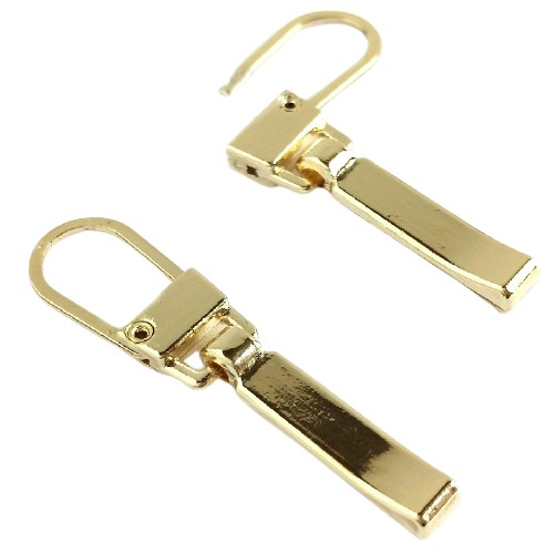 Prívesok na opravu zipsu rukoväť na zips kovová odnímateľná zlatá 2 ks.