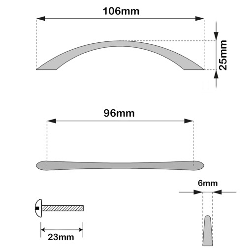 ÚCHYTKA NA NÁBYTOK ÚCHYTKA PRE NÁBYTOVÉ SKRINÍKY ZÁSUVKY HLINÍK/MAT CHROME 96mm