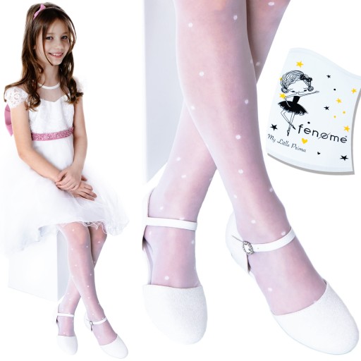 WHITE DOTS COMMUNION Dievčenské pančuchové nohavice s GLOSS 20den Fenome