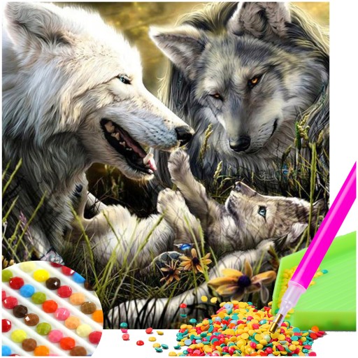 Diamantová maľba Diamantová výšivka SET WOLVES MOSAIC