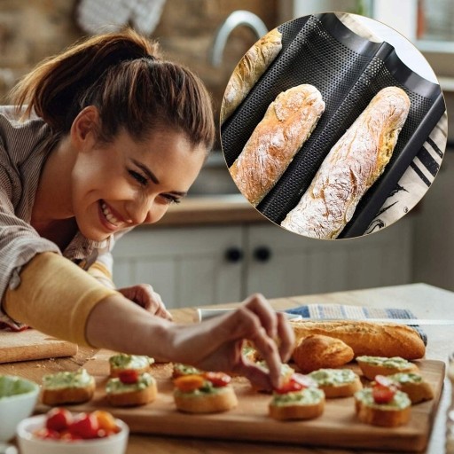 FORMA Plech na pečenie BAGET BAGETOVÝ CHLIEB PEČENIE NA 3 BAGETY