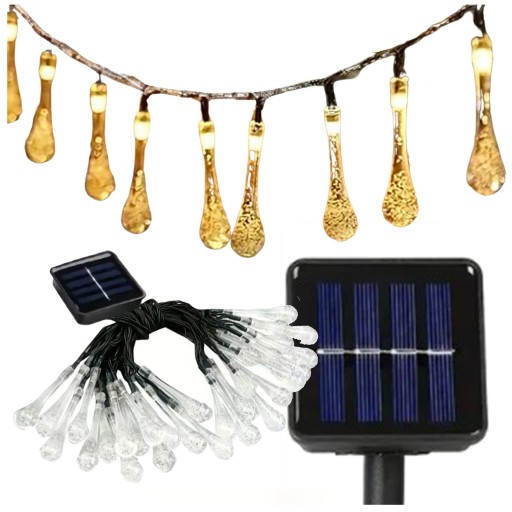 SOLAR GARLAND LED záhradné svetelné girlandy na balkón, 40 žiaroviek, 6 m