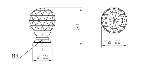 Krištáľový nábytkový gombík krištáľový chróm Fi 20 mm H-30 mm - GKS003 AMIX