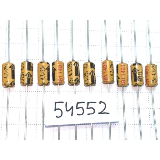 Axiálny elektrolytický kondenzátor 4,7uF 25V 4x7mm x20