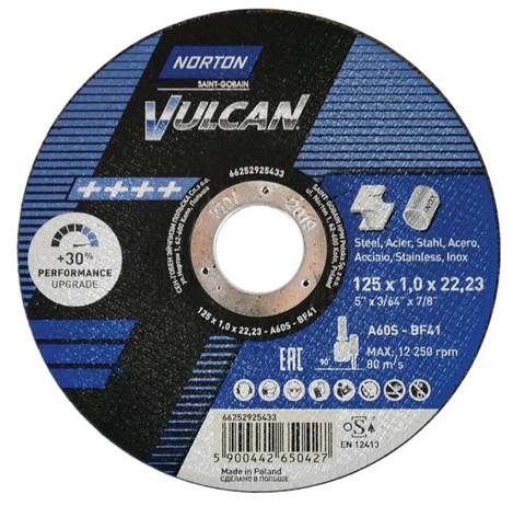Kovový rezací kotúč 125x1 NORTON Vulcan INOX