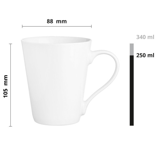 MAJA Veľký biely porcelánový hrnček 340 ml W-wa hrnčeky