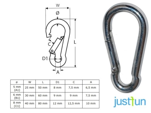 Karabína Shackle karabína 6x30x60 mm na lano JF