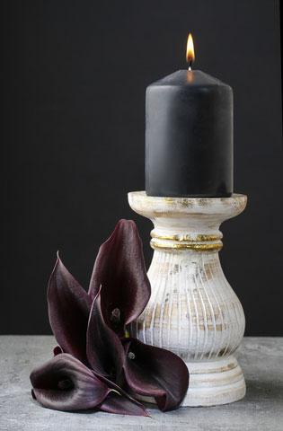 Elegantné čierne sviečky, ozdobná SVIEČKA, 4 ks