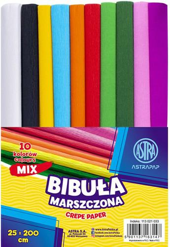 ASTRA Tissue papier, krčený krepový papier, 10 štandardných farieb, 25x200 cm