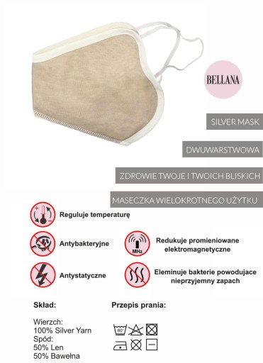 ANTIBAKTERIÁLNA STRIEBORNÁ IÓNOVÁ MASKA, VEĽKOSŤ XL