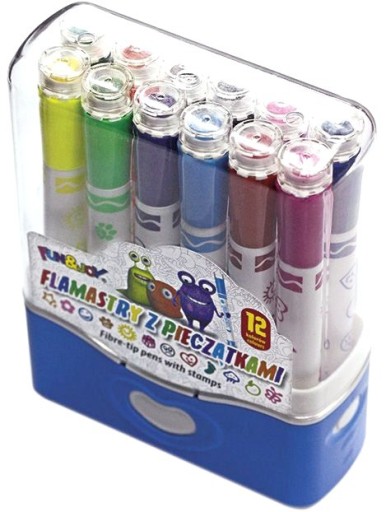Fixky s pečiatkami, 12 farieb, puzdro Fun&Joy