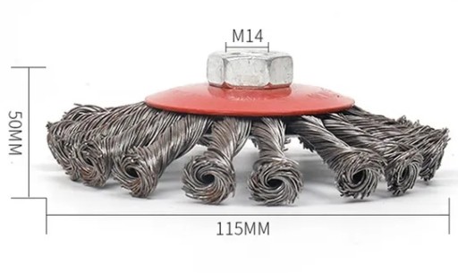 BOČNÁ DRRÁTENÁ KEFA SKÚTENÝ DRÔT 115mm M14 NA BRÚSKU A VŔTAČKU