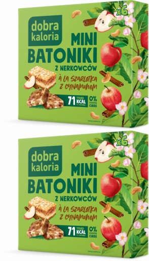 Mini kešu tyčinky jablkový koláč so škoricou Dobra Kaloria 6 ks 102g x2