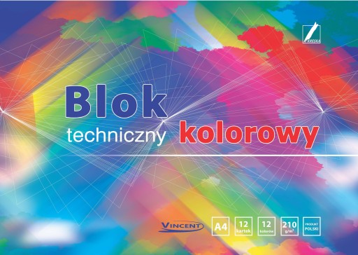 A4 farebný technický blok, 12 listov, 210G VINCENT