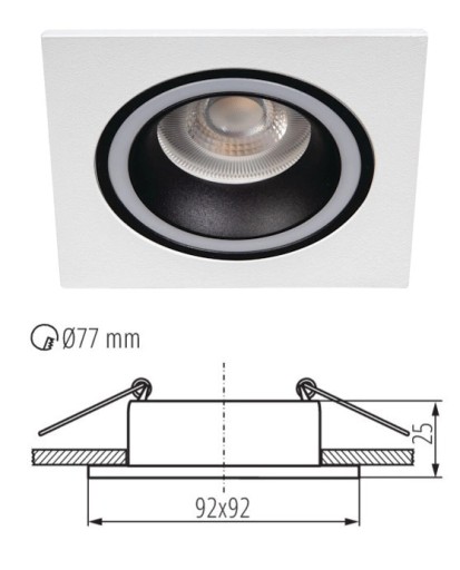 Ozdobný prsteň s očkom na strop GU10 10W mačací štvorcový čiernobiely