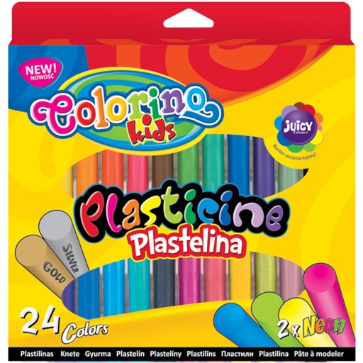 COLORINO PLASTICINE 24 FARIEB ZLATÁ STRIEBORNÁ 2xNEÓN