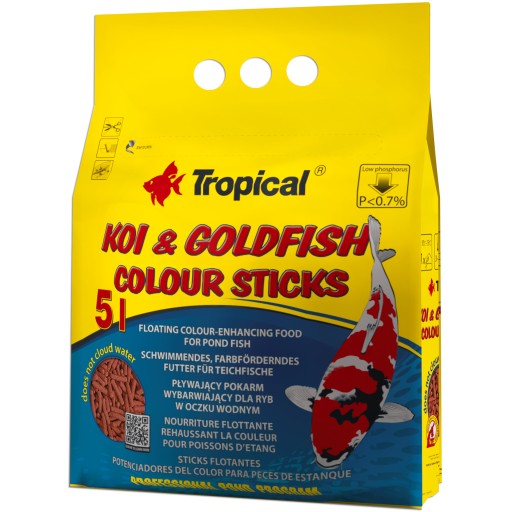 Tropické Koi&Goldfish Color Sticks 5L - 400g Rybie tyčinky