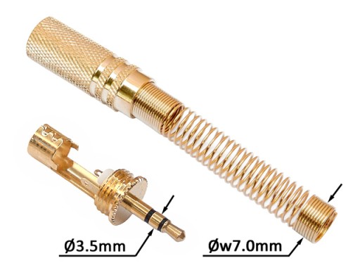 JACK zástrčka 3,5mm 3P TRS stereo HQ VITALCO pružina