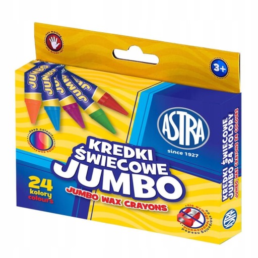 Školské voskovky, 24 farieb, hrubá jumbo Astra