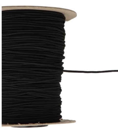 Okrúhla pletená elastická gumená šnúra čierna 2 mm - 5 MB