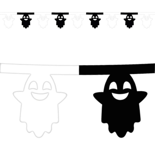 BANNER DUCHOVNÁ GARLANDA halloweenskí duchovia biela a čierna