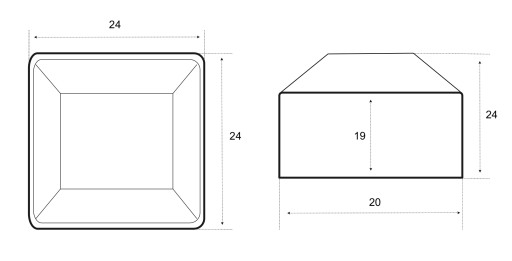 EXTERNÁ ZÁSUVKA PRE GRAFITOVÝ PROFIL 20x20 MM 50 KS