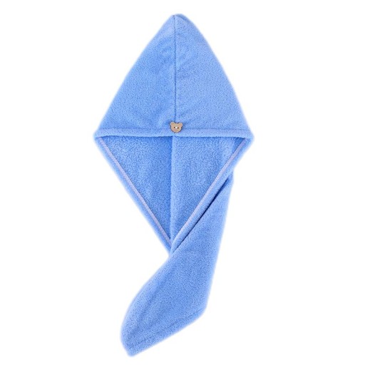 UTERÁK NA SUŠENIE VLASOV Čiapka, hlava, UZÁVIERKA BEAR, Microfiber Blue