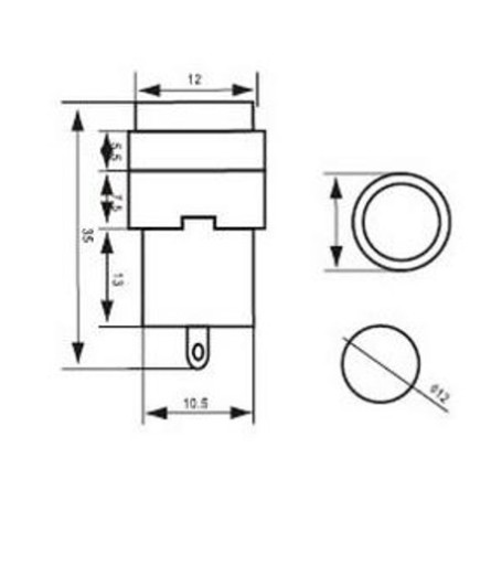 Kontrolka 12V DC 12mm žltá / 7506