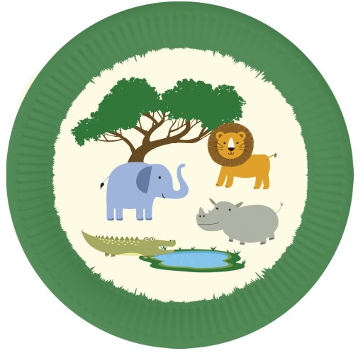 Safari Animals Narodeninové taniere 6 kusov 18 cm