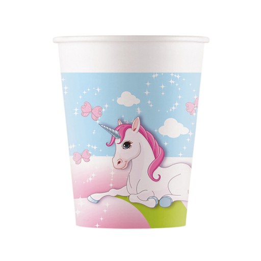 JEDNOROŽEC DÚHOVÝ PAPIEROVÝ POHÁR 200 ML 8 KS