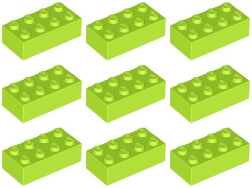 LEGO 3001 BRICK 2x4 limetka NOVINKA (20g) 9 ks.