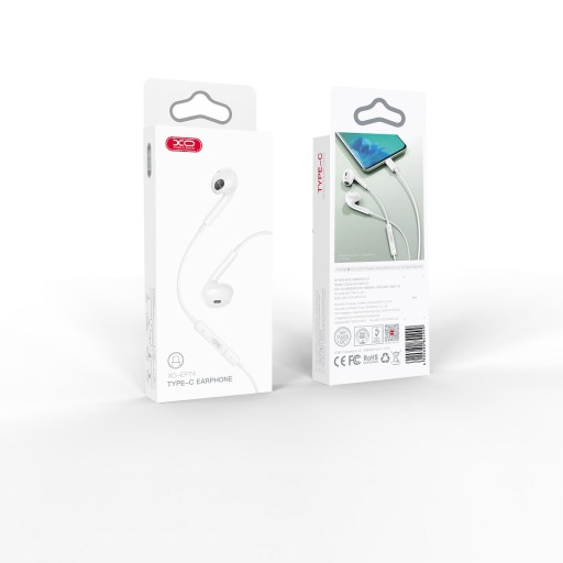 XO klasické káblové slúchadlá do uší EP74 USB-C, biele, odolné