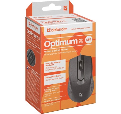 Defender OPTIMUM MB-270 optická drôtová myš 1000dpi 3P čierna