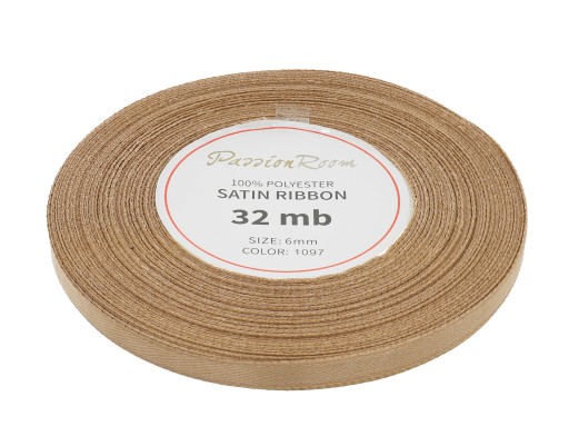 STUHA, SATÉNOVÁ STUHA, OZDOBNÁ STUHA, 6MM 32MB, ORECH