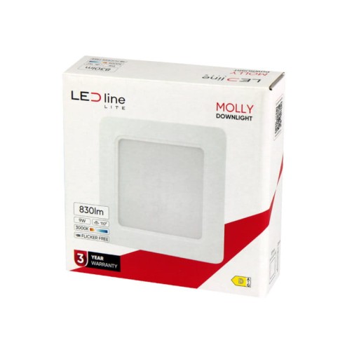 Štvorcový zapustený stropný panel 9W 230V biely